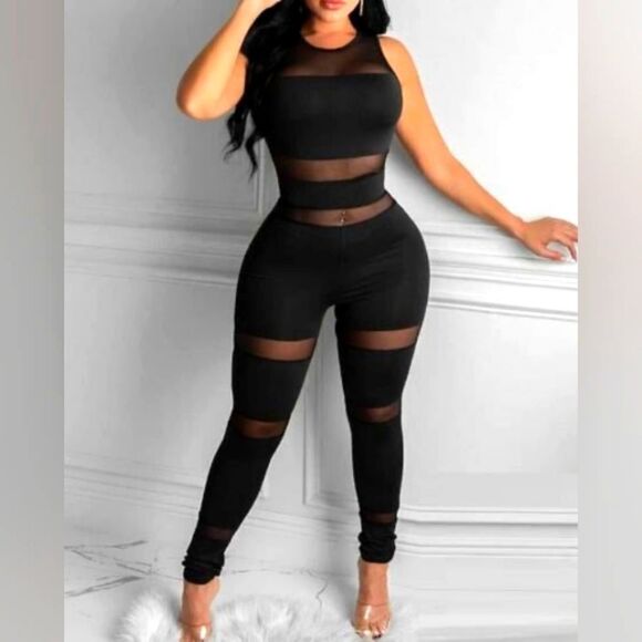 Sexy mesh front Jumpsuit sz 0X - Picture 2 of 10